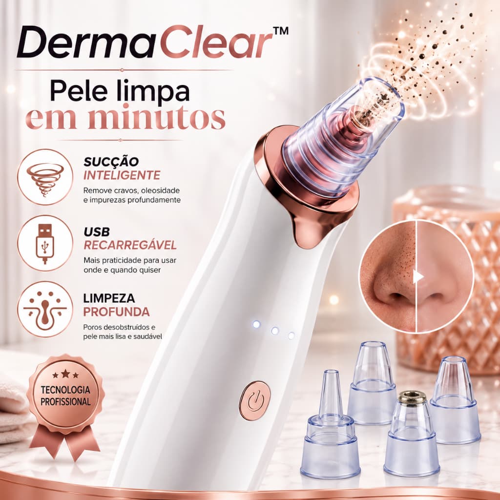 Removedor de Cravos a Vácuo DermaClear Pro™ Limpador Facial Recarregável USB