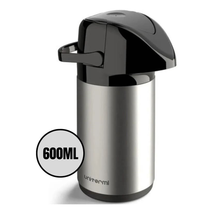 Kit 2 Garrafas Térmica 600ml Unitermi Verona Inox Café, Chá e Bebidas Quentes