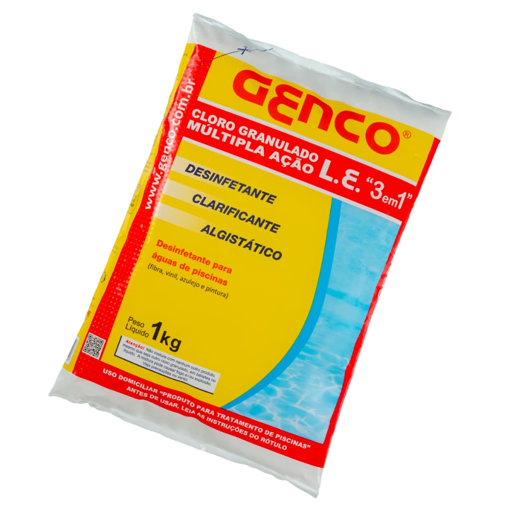 Cloro Genco 3 Em 1 L.E. 1kg Multi Ação Piscina Clarificante