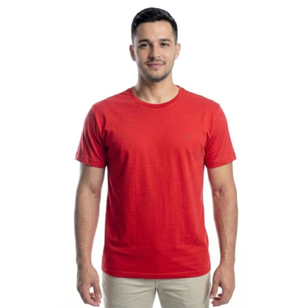 Camiseta Masculina Vermelha Básica Algodão Premium Conforto Uso Diário Pronta Entrega
