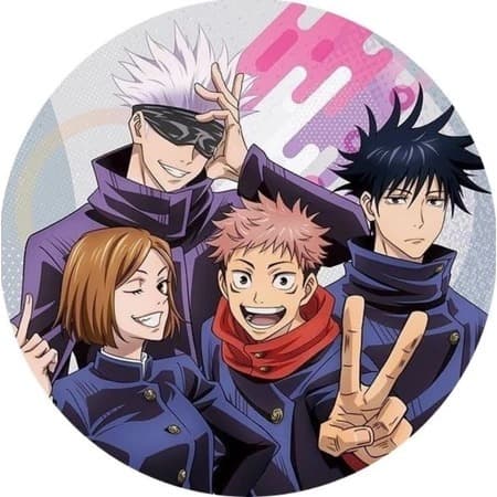 Painel Festa Anime Jujutso Kaisen Redondo Tecido Sublimado 1,50x1,50