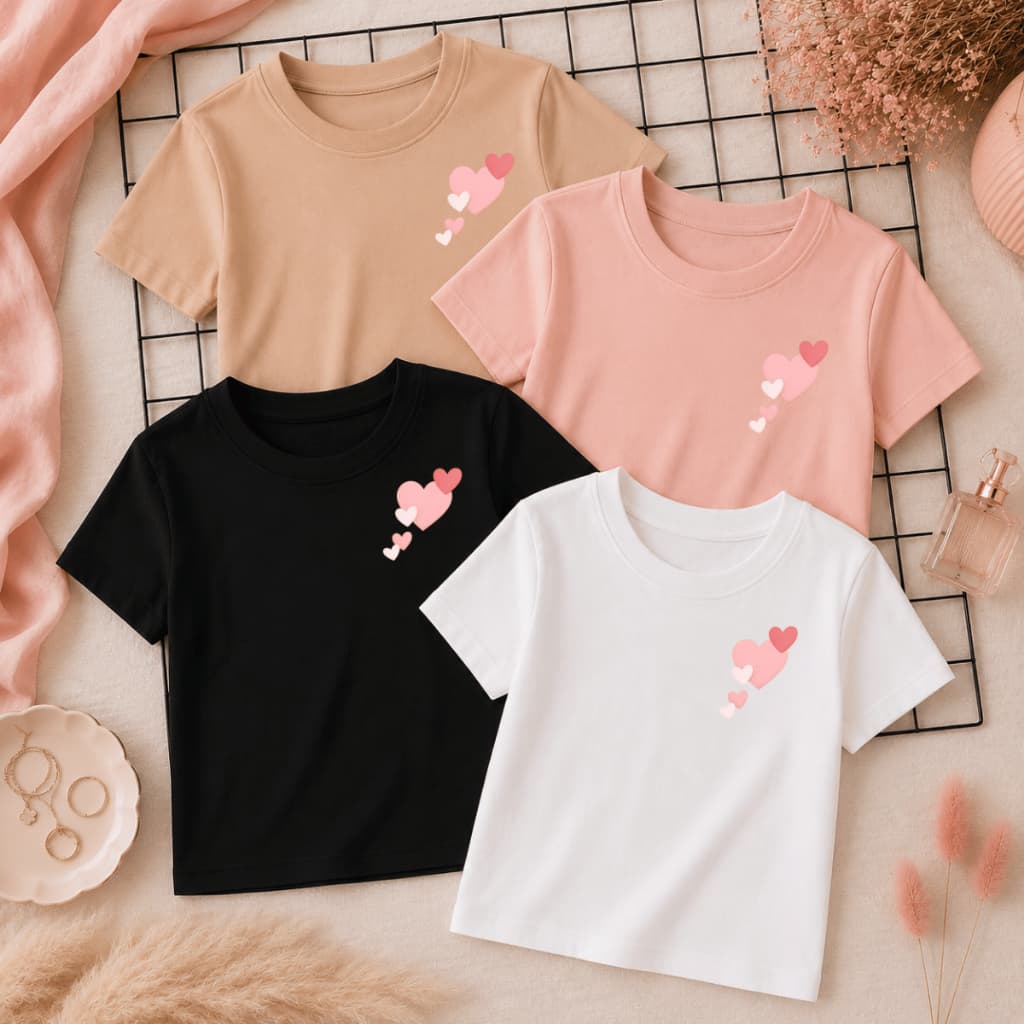 Kit Camiseta Infantil Menina Feminina Algodão Manga Curta Verão Juvenil Blusa