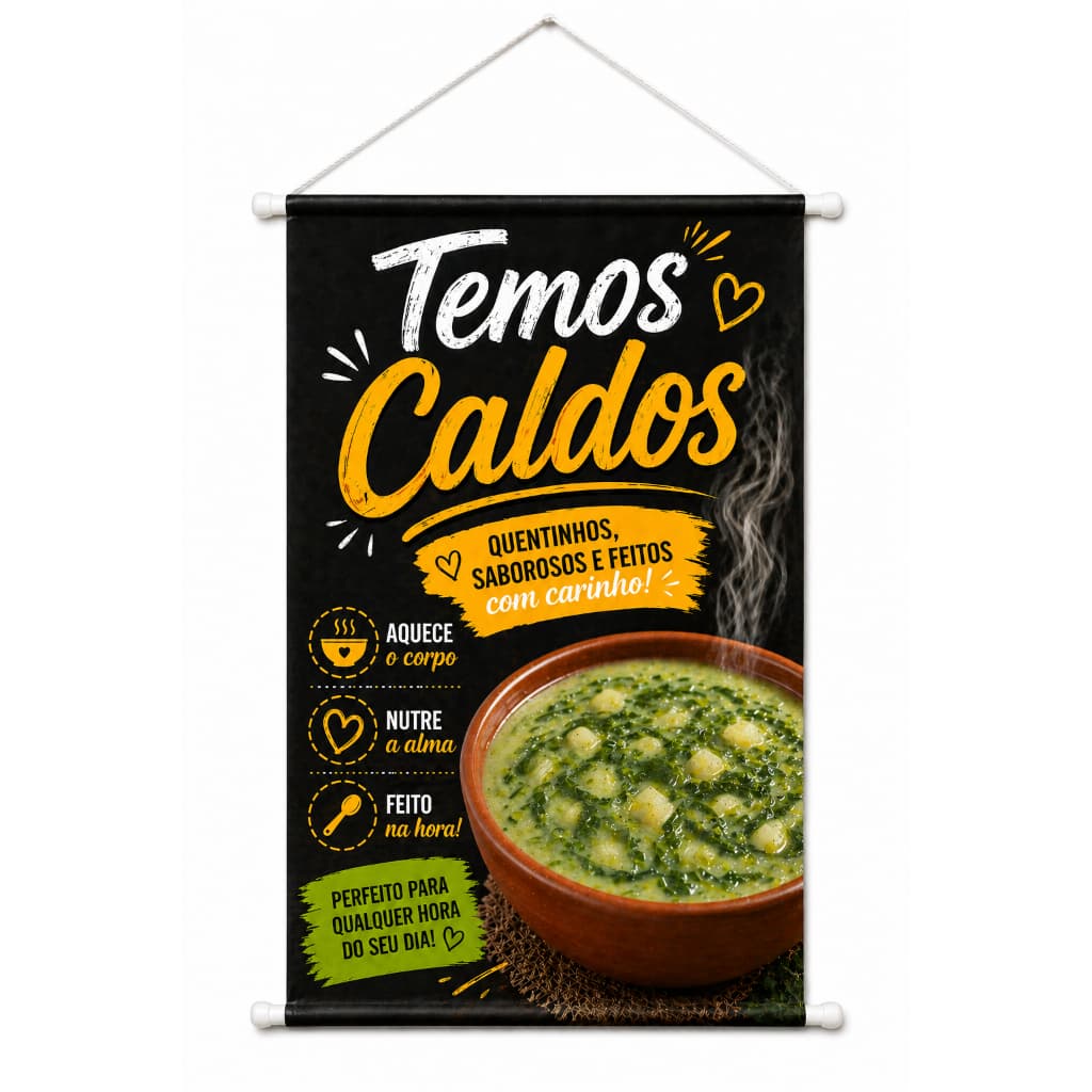 Banner Temos Caldos Quentes Diversos Sabores e Tamanhos para Bares, Restaurantes e Lanchonetes