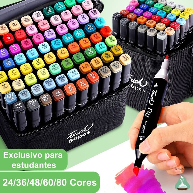 24/36/48/60/80 peças Caneta Marcadora De Cabeça Dupla Conjunto De Canetas De Aquarela Especial Para Crianças