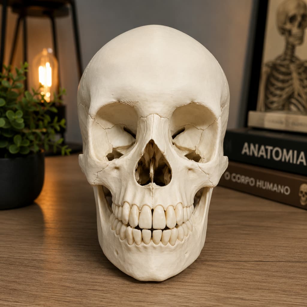 Crânio Anatômico Humano Realista 3D Cor Natural | Alta Qualidade e Detalhes Reais