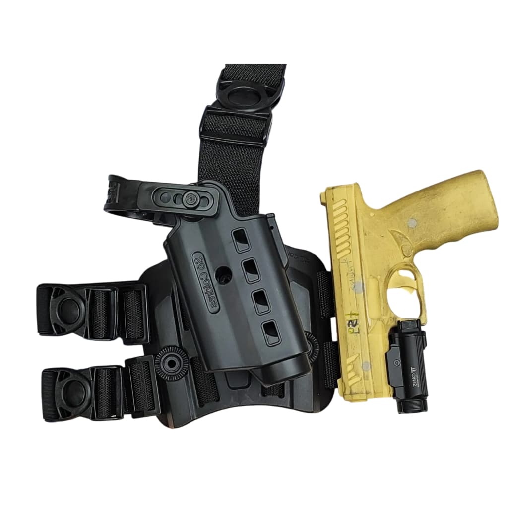 Coldre Canhoto Universal Para Armas C/ Lanterna Sc180c | Para perna | Beretta APX | Glock  | Taurus