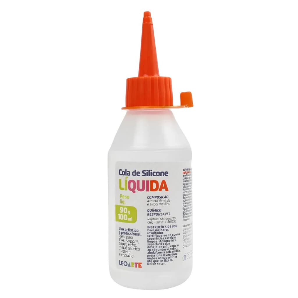 Cola de Silicone Para Artesanato 100ml LeoArte – Cola Líquida Transparente para EVA, Papel, Tecido, Feltro, Isopor