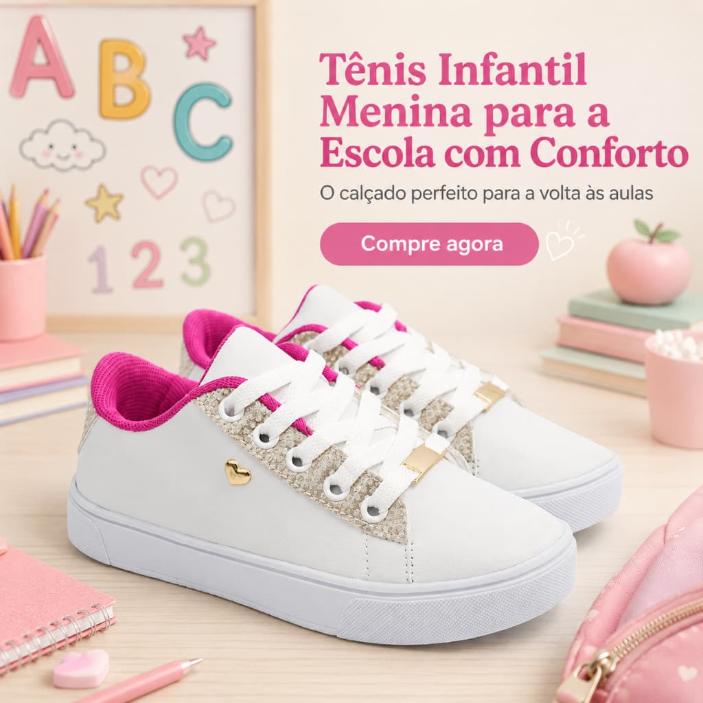 Tenis Menina Para Escola | Conforto e Estilo, Calçado Perfeito Para Sua Filha 25 AO 36 | COMPRE JÁ!