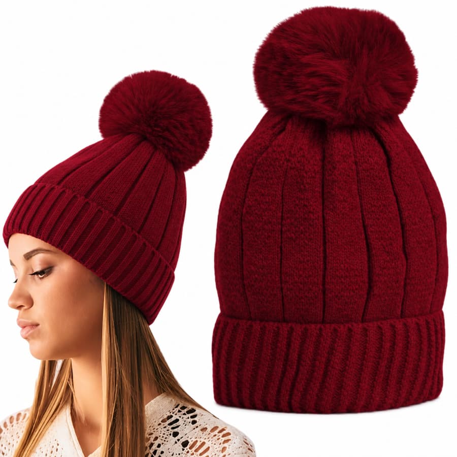 Touca Gorro De Lã Antialérgica Feminina Forrada De Pelinho com Pompom