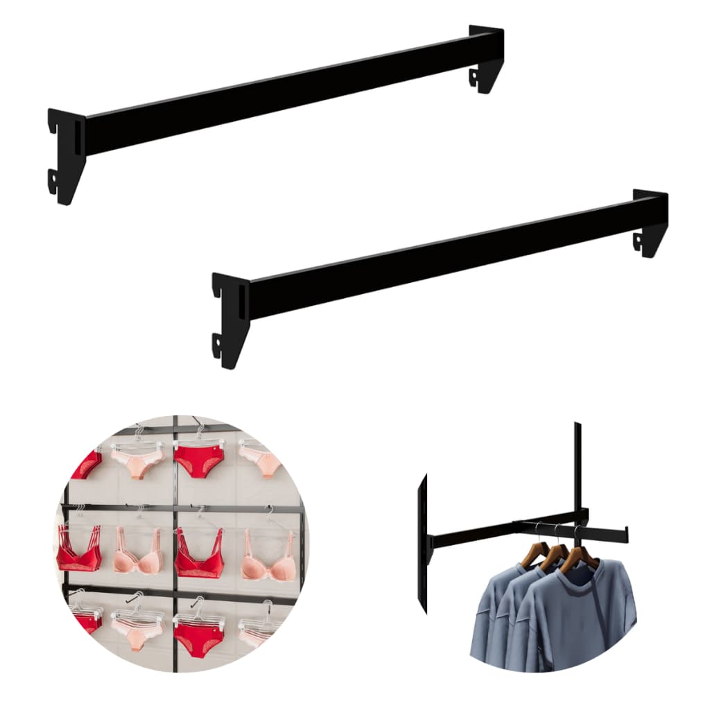 Kit 2 Barra Reta RT 60cm para Trilho Cremalheira Cabideiro Régua Loja