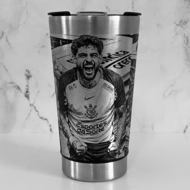 Copo Térmico Personalizado do Corinthians Jogadores  Gravação a Laser 360º