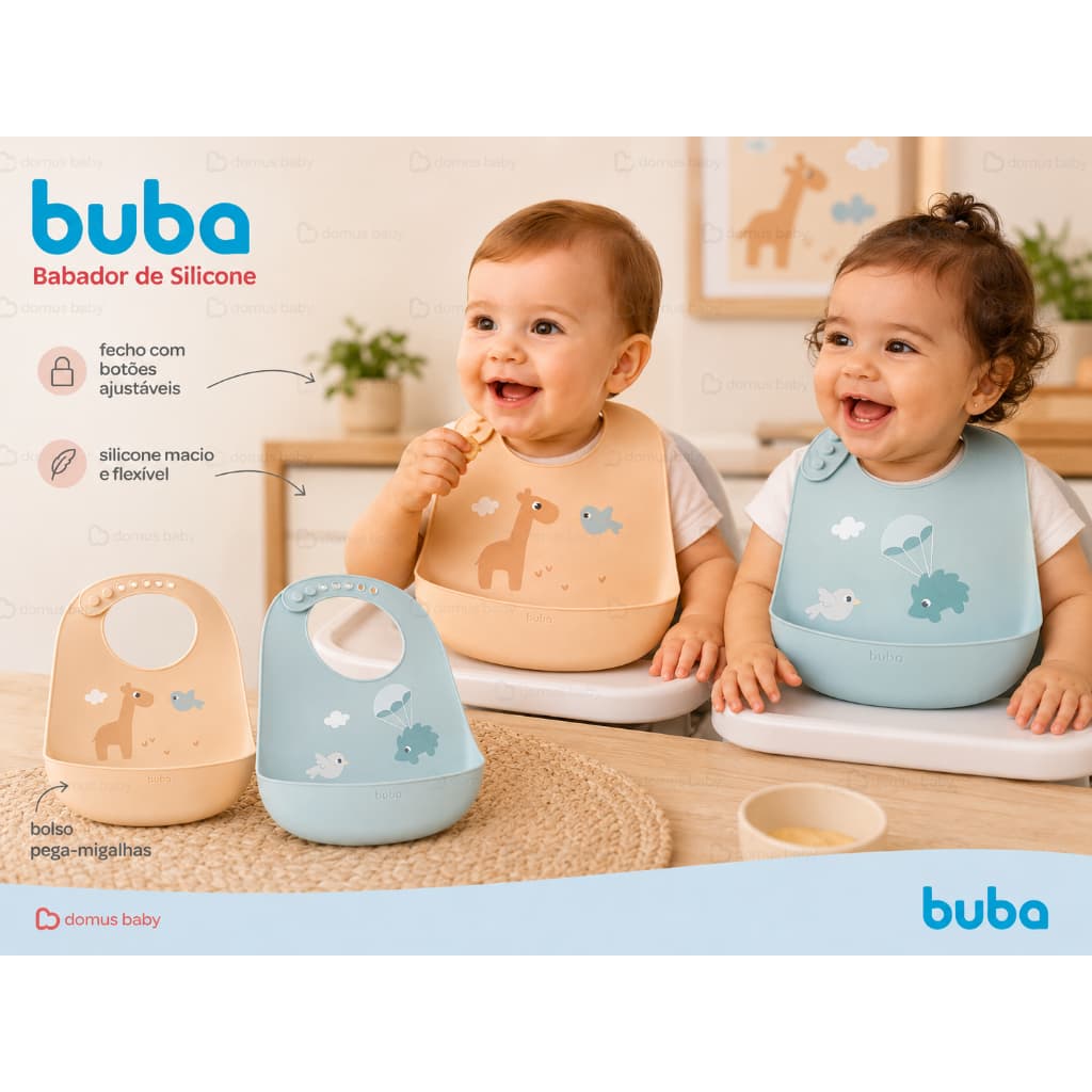 Babador em Silicone com Pega Migalhas Cloudy Buba Original 20887/20888