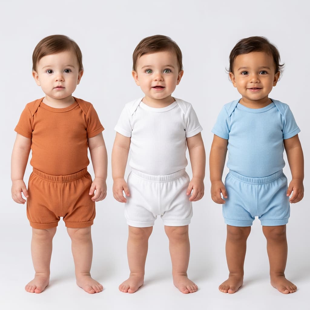Kit 3 Conjunto Infantil Bebê Body e Short Tapa Fralda100% Algodão Menina Menino Unissex Básico Meia Manga Enxoval