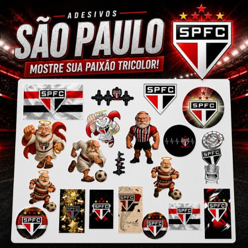 Mega Combo Cartela de Adesivo Stitcker São Paulo Futebol Clube Futebol Paulista Morumbi Rogério Ceni Lucas