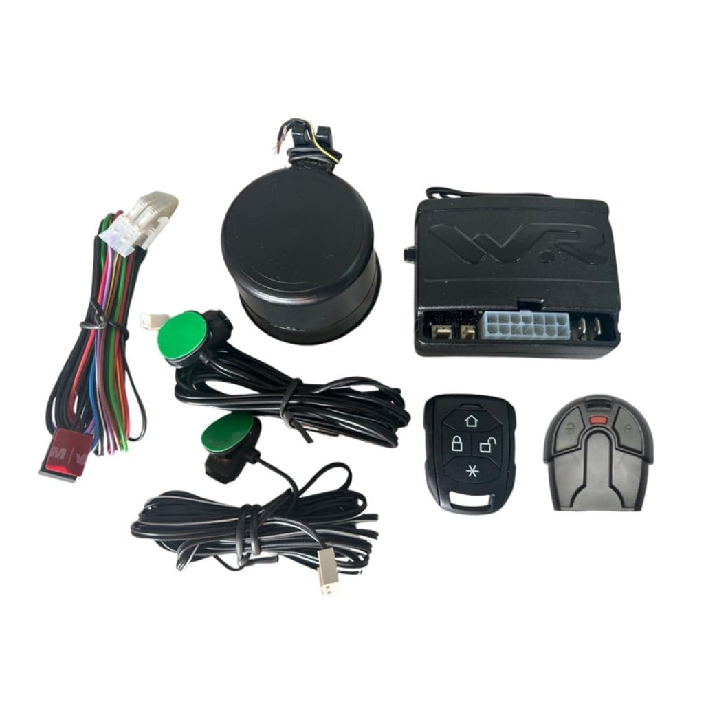 WR Alarme Veicular com Controle Cabeça Fiat Preto + Controle Reserva