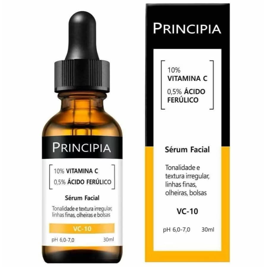 Principia Vitamina C - Sérum com 10% de Vitamina C e 0,5% de Ácido Ferúlico com alta eficácia contra linhas finas