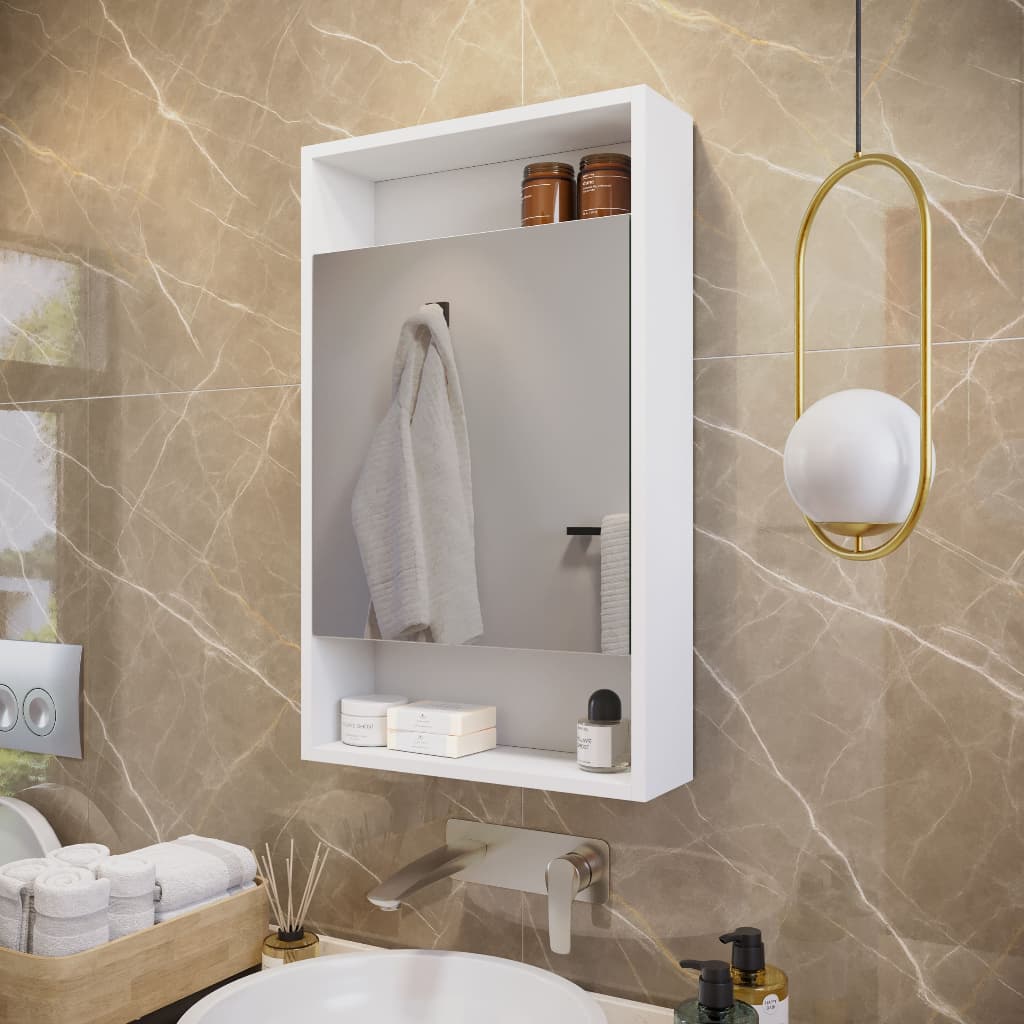 Espelheira para Banheiro Compacta Lupan com Espelho e Nichos 66x35cm Organizador Suspenso