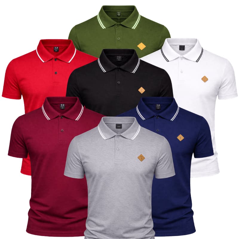 Kit 7 Camisa ou Unidades Gola Polo Malha em Algodão Macio e Confortável.