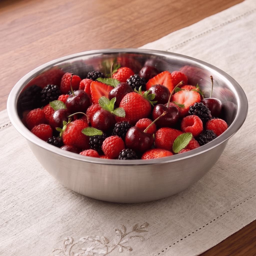 Bowl Tigela Bacia Aço Inox Saladeira E Para Massa 22/30 Cm Mistura Cor Prateado