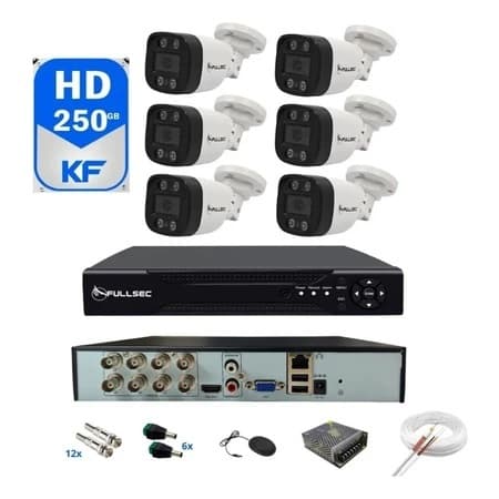 Kit 6 Câmeras Segurança 2.8mm Dvr 8 Canais Com Hd Completo