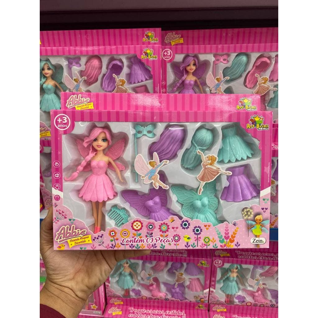 Boneca Abbie Fada Troca De Roupa Brinquedo 9 Peças Menina com Acessórios Cabelo