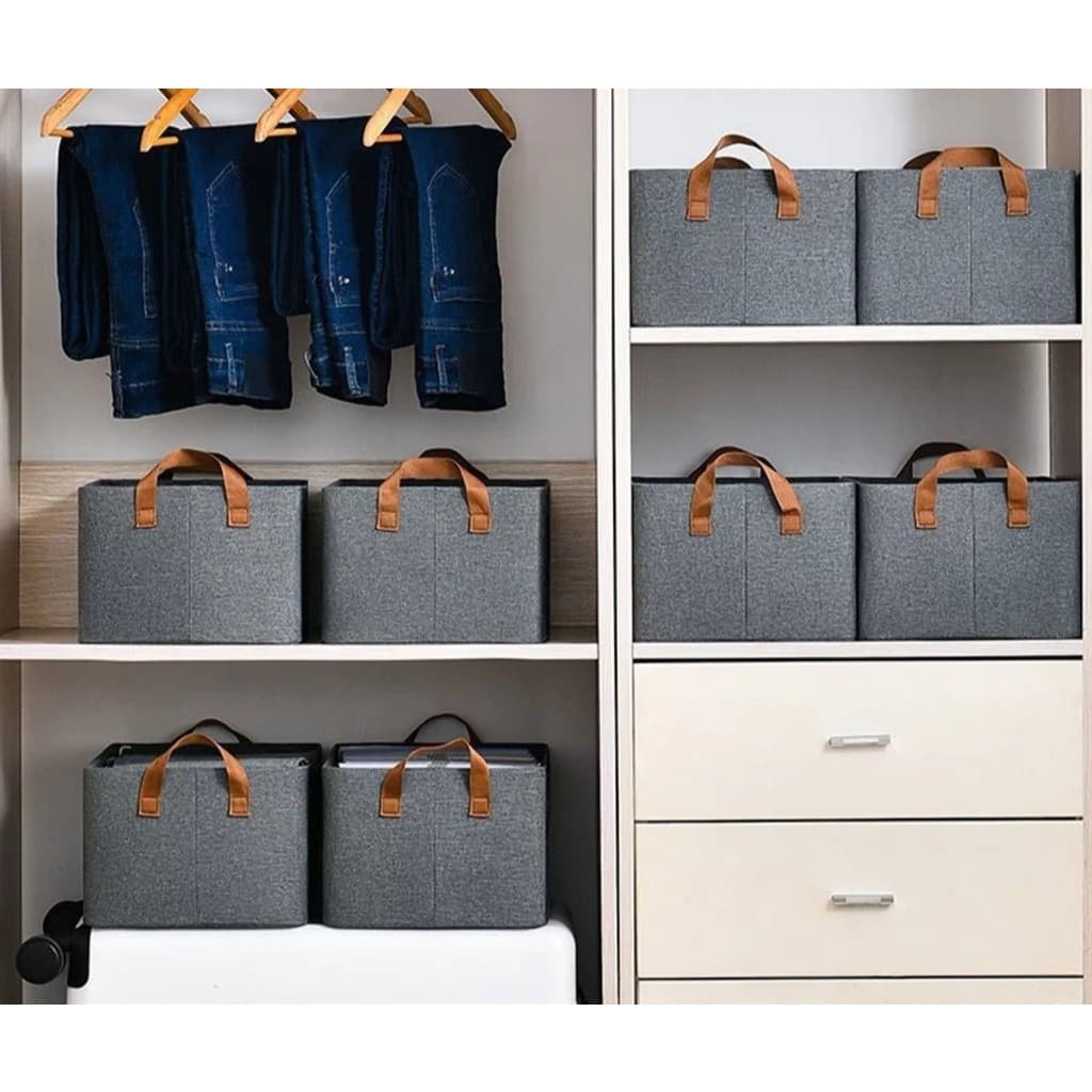 Caixa Organizadora Dobrável com Tampa - Resistente e Prática, Design Moderno e Empilhável