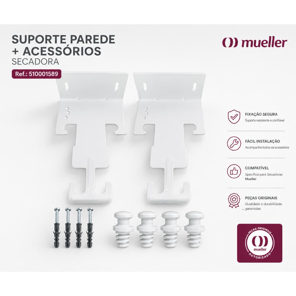 Suporte de Parede Secadora Mueller Sun/Solaris + Acessórios Original Ref 510001589