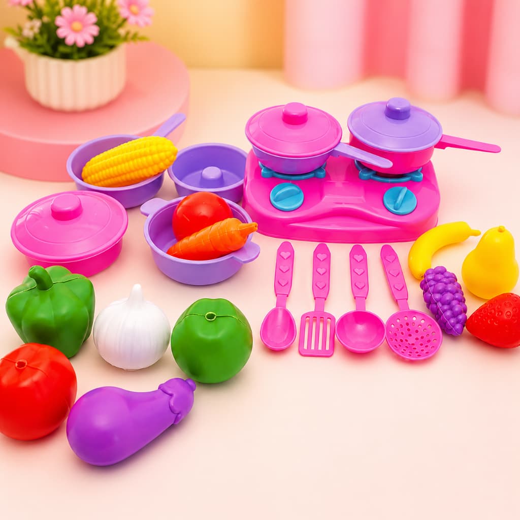 Panelinha de Brinquedo Faz de conta com fogão e frutinha de criança