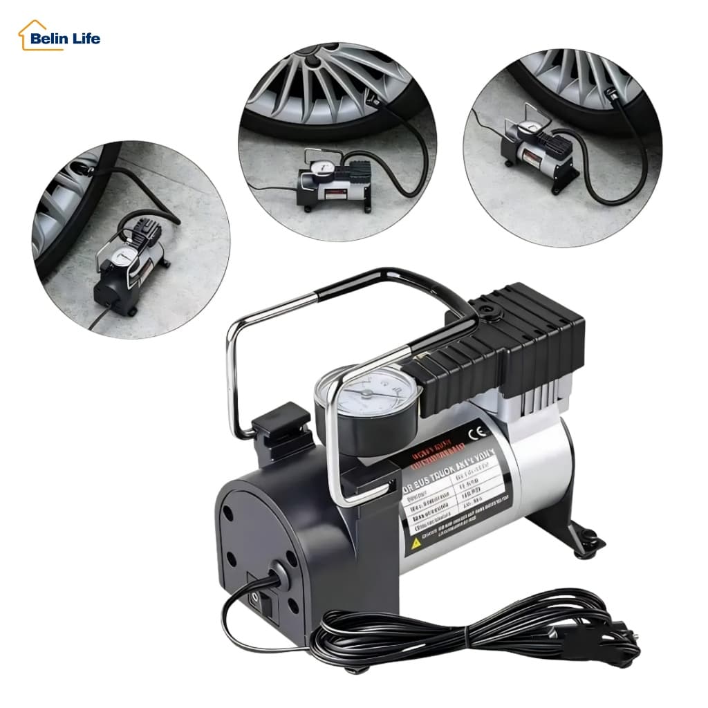 Compressor de Ar 12V Automotivo Portátil Inflador de Pneus com Manômetro Luatek LKD-217