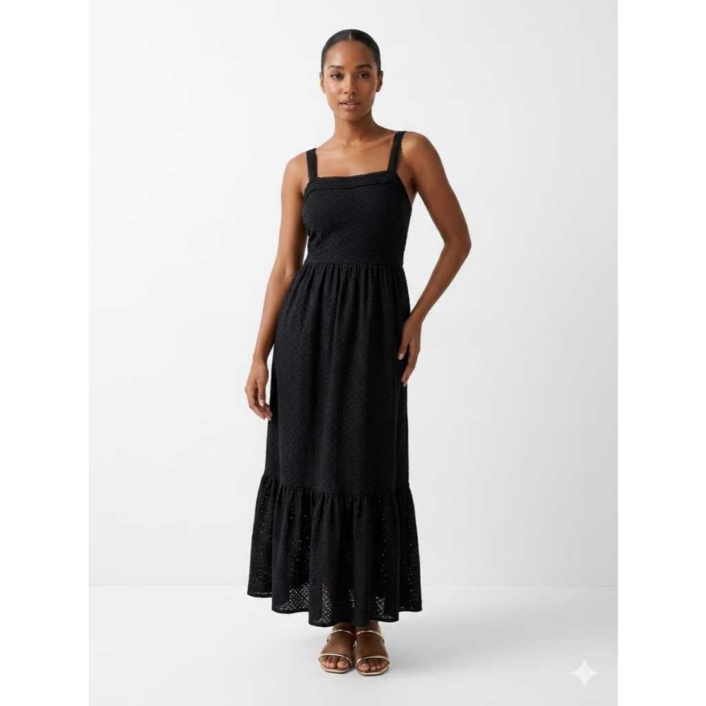 Vestido Midi Feminino em Laise Alça com Ajuste  Elegante Para Eventos e dia a Dia - Super Oferta