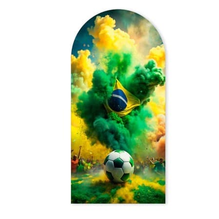 Capa Festa Painel Romano 2,00x1,00m Vest Fácil Tema Brasil Hexa País do Futebol Copa do Mundo Decoração