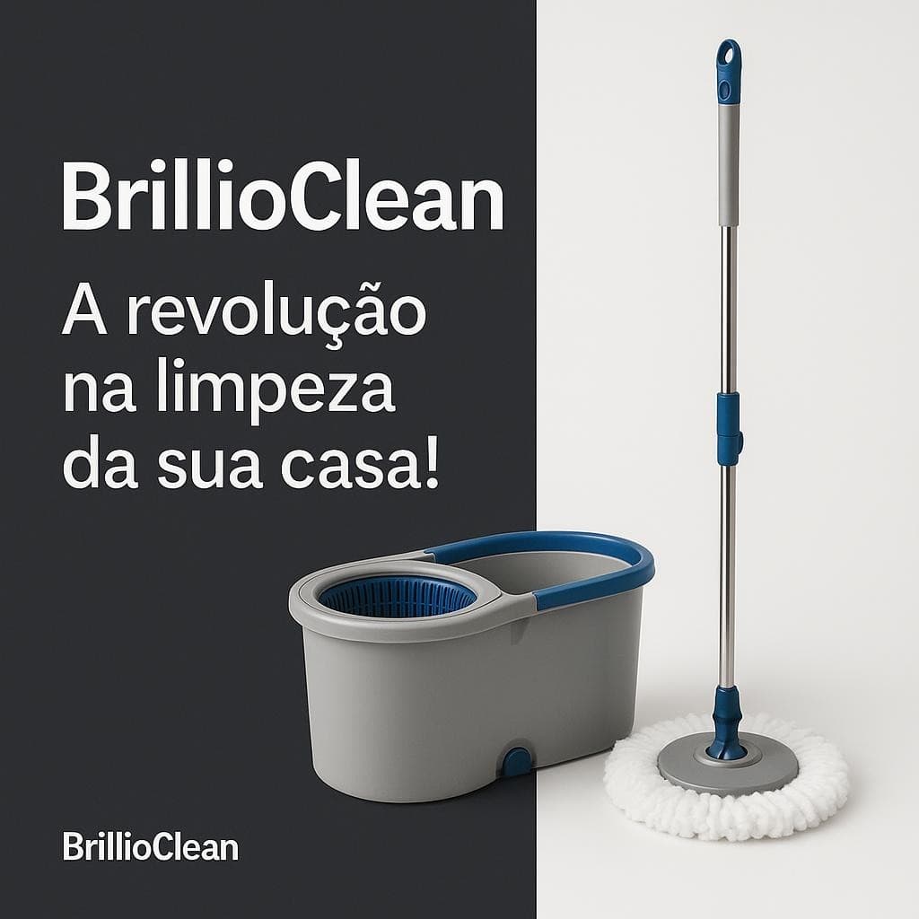 Mop Giratório BrillioClean 13 Litros Com Alça Ajustável Para Limpeza Rápida