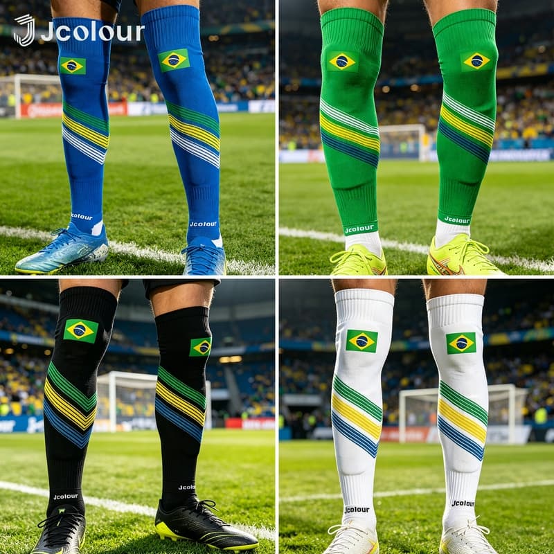 Kit 3 Jcolour Joelheira Longa Compressão Brasil | Proteção Joelho para Futebol, Ciclismo e Academia