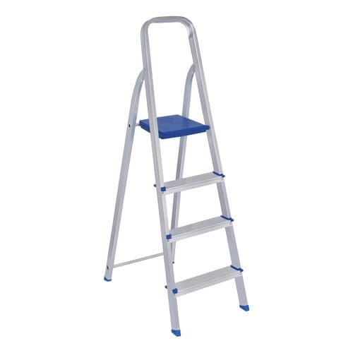Escada Alumínio 4 Degraus Azul Ideal para Apartamento, Casa e Trabalho