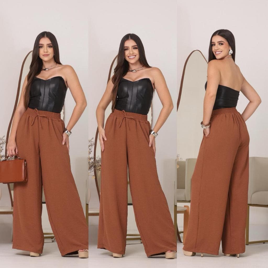 CALÇA PANTALONA FEMININA CINTURA ALTA  COM BOLSO TECIDO DUNA TENDENCIA