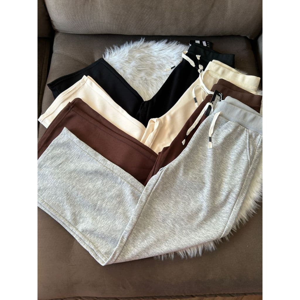 Calça Wide Leg Feminina Grossa Cintura Alta Caimento Solto Confortável -Cod:B45