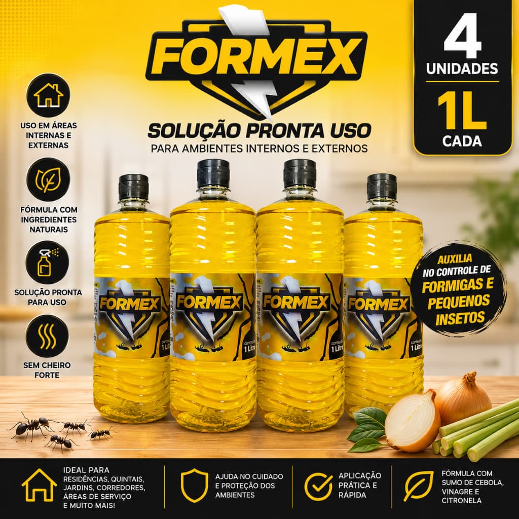 Eliminador de Formigas e Insetos Formex Original 4 Litros + 4 Borrifadores