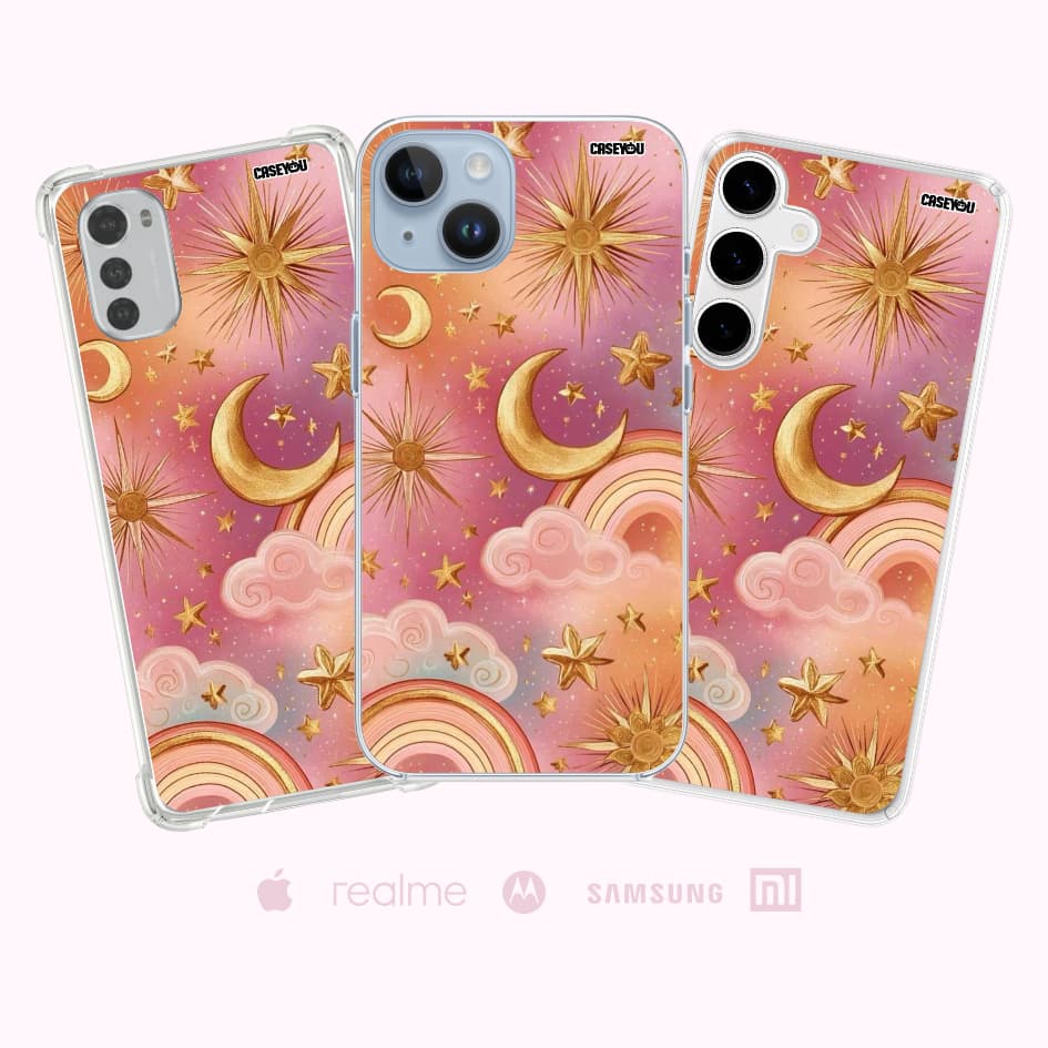 Capa Capinha Case Celular Sol e Lua Rosa Astros Mística