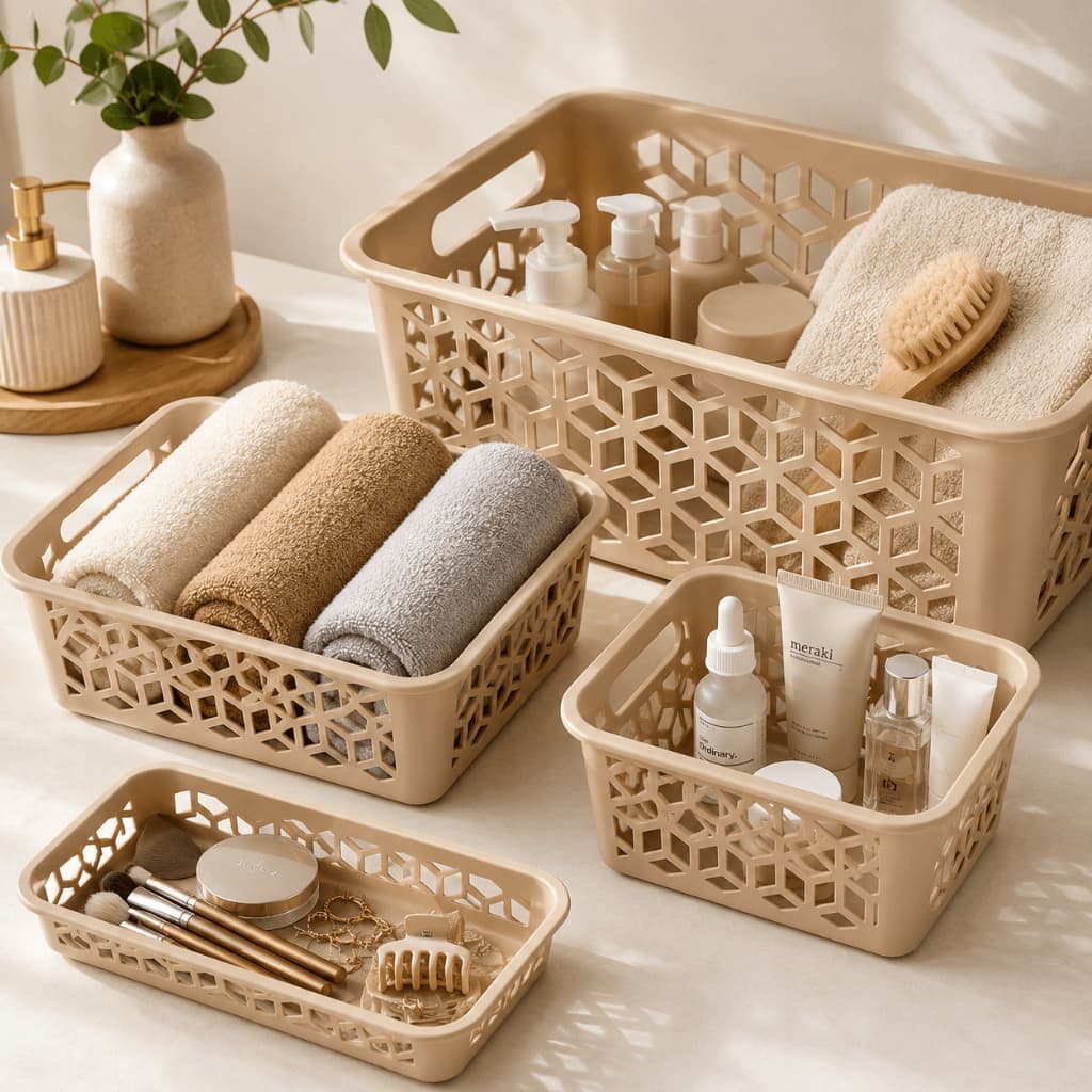 Kit 4 Cestos Organizadores Multiuso Cesta Organizadora Banheiro Cozinha