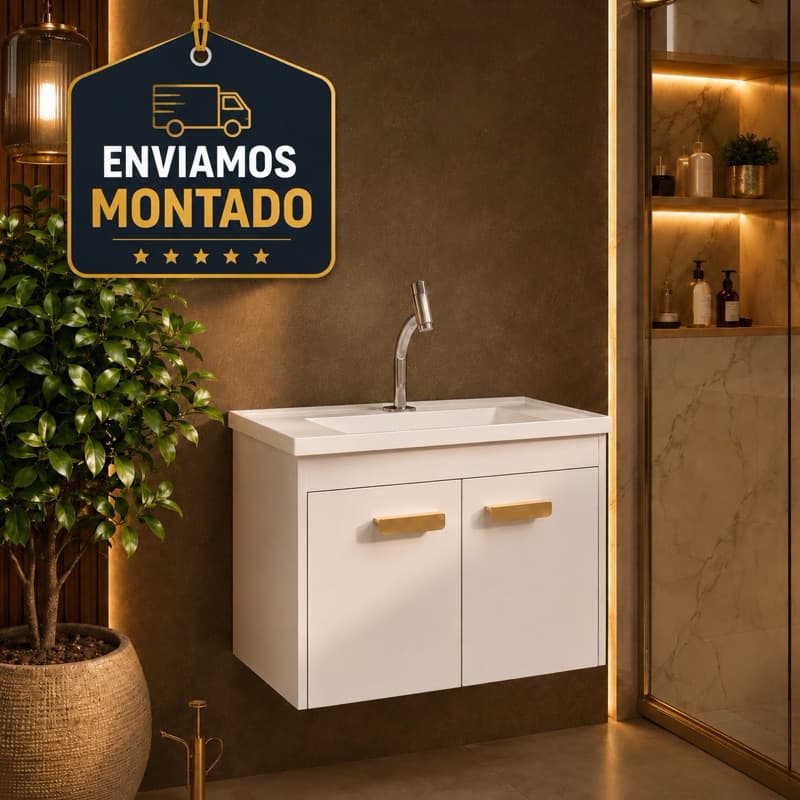 Gabinete para banheiro montado com armário Zara 60cm diversas cores