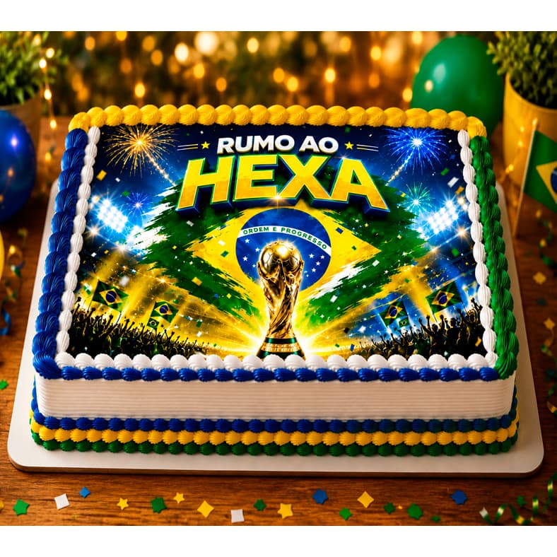 Papel Arroz Copa Futebol Brasil para Bolo 20x30cm