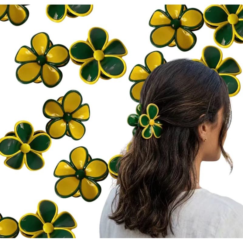 Kit 2 Unidades Flor Prendedor De Cabelo Piranha Copa Brasil