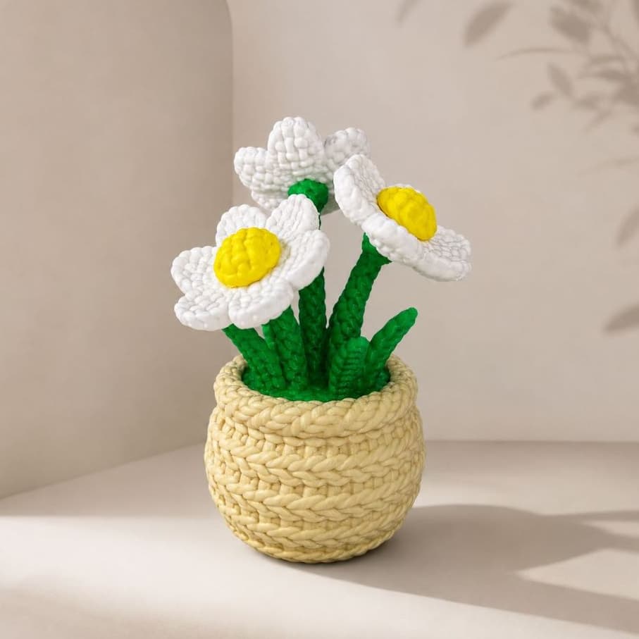 Vaso Margarida Decorativo | Flor Delicada para Sala, Quarto e Escritório