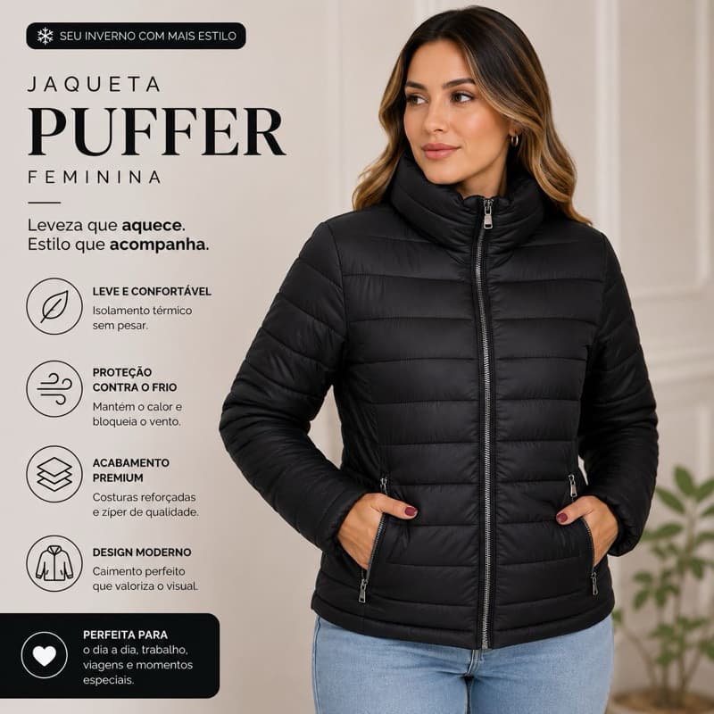 jaqueta Feminina Basica preta microfibra | Leve e Confortável | inverno 2026