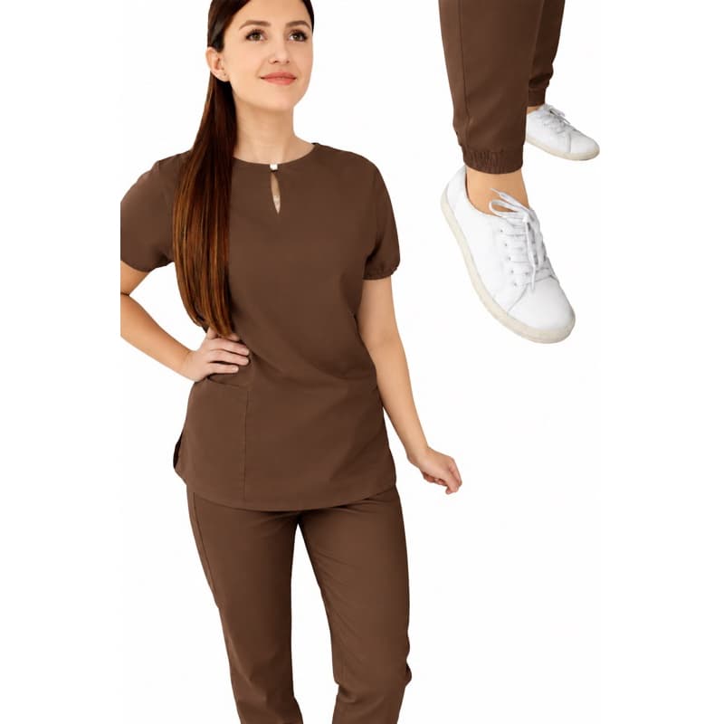 Conjunto Scrub Feminino Premium | Uniforme Hospitalar | Blusa com Botão de Pérola | Gilda Fardamentos