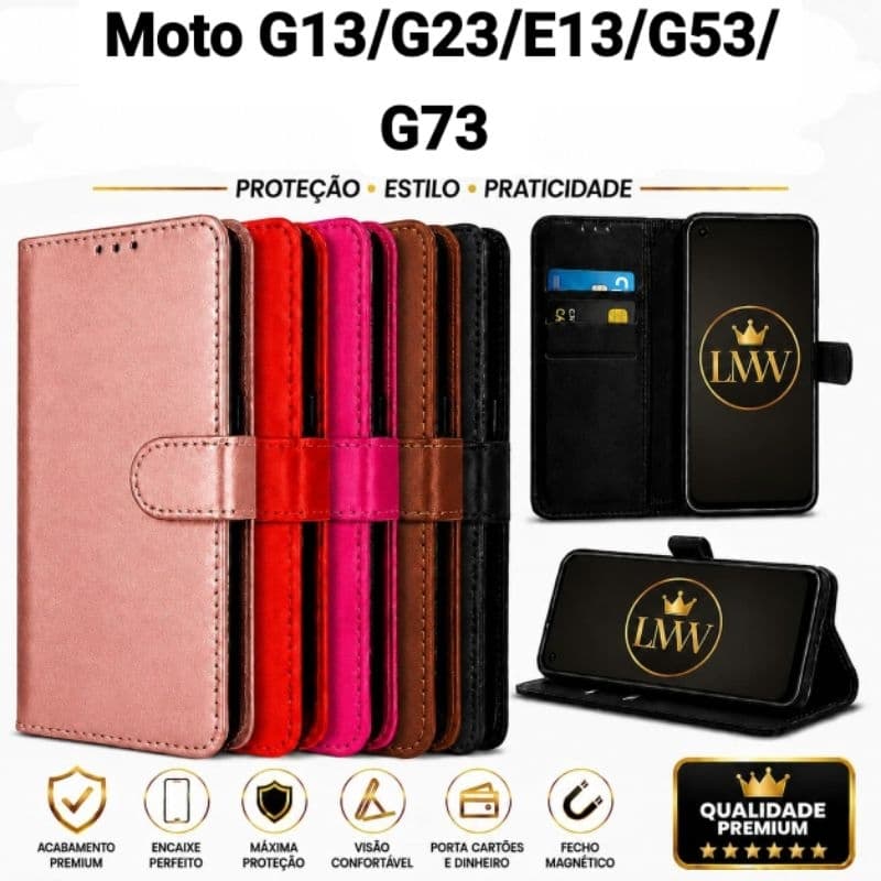 Capa capinha carteira flip cover Moto G13 Moto E13 Moto G23 Moto G53 Moto G73