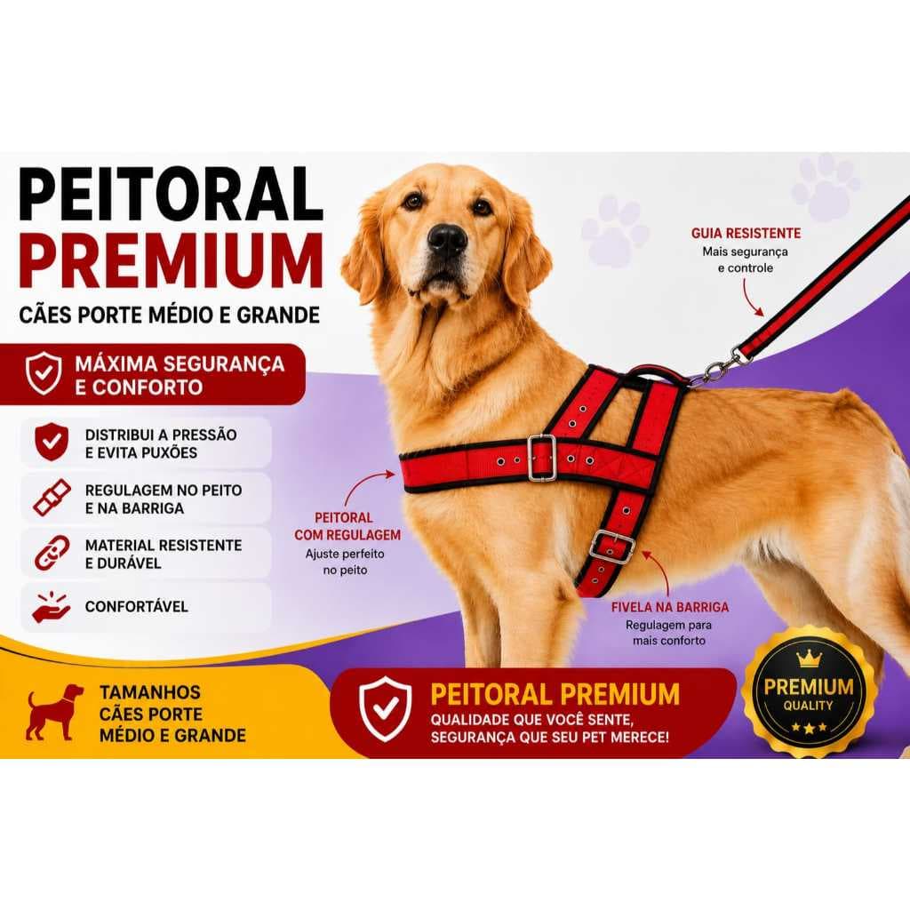 COLEIRA  PEITORAL+GUIA 2 REGULAGEM PEITO E BARRIGA  CÃES CACHORRO PORTE MEDIO/GRANDE DIRETO DE FABRICA