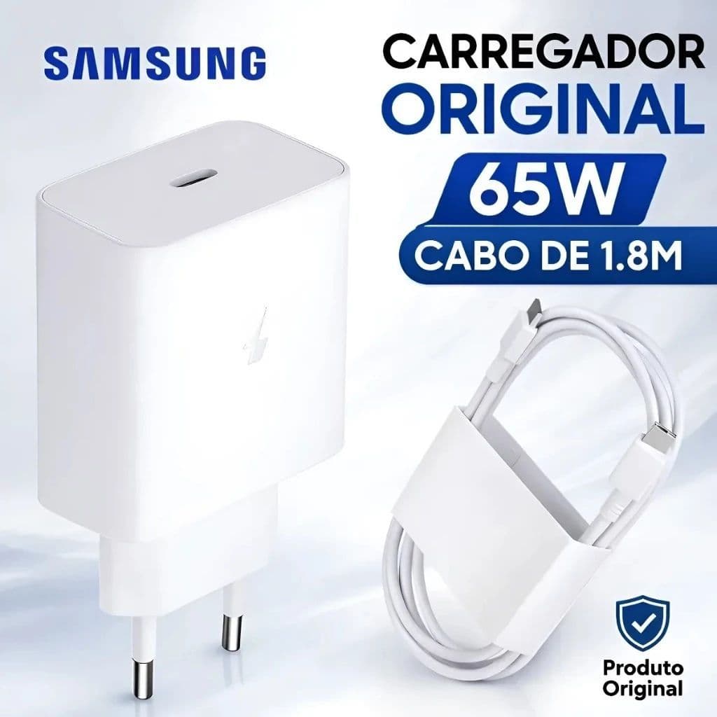 Carregador Original Samsung 65w Galaxy Book2 Book3 Book4 360 Notebook Super Rápido