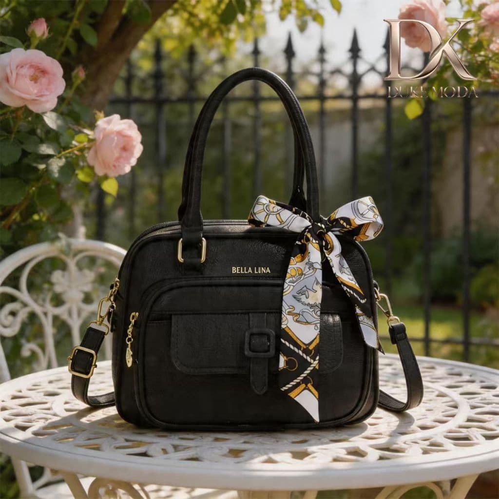 DUKE Bolsa Feminina Elegante Design com Fecho de Fivela Frontal e Lenço,Ideal para Trabalho, Escola e Dia a Dia DEC6188