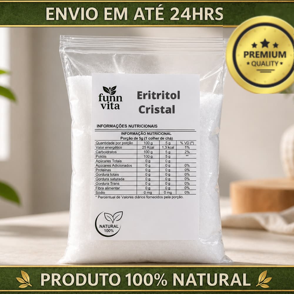ERITRITOL ADOÇANTE NATURAL 100% PURO ZERO CALORIAS